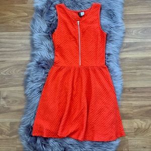Zipper Fromt Sleeveless Skater Dress